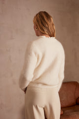 LOU ECRU MOHAIR CARDIGAN