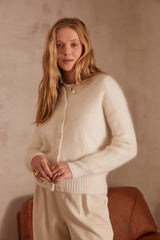 LOU ECRU MOHAIR CARDIGAN