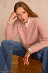 LOU POWDER MOHAIR CARDIGAN
