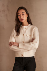 SALMA CREAM WOOL CARDIGAN