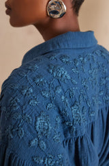 PERSEE BLUE EMBROIDERED SHIRT
