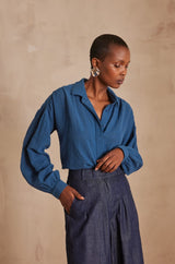 PERSEE BLUE EMBROIDERED SHIRT