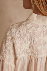 PERSEE CREAM EMBROIDERED SHIRT