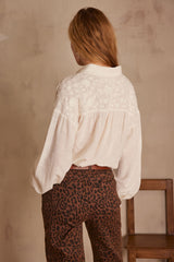 PERSEE CREAM EMBROIDERED SHIRT