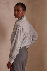 PURE LIGHT GREY EMBROIDERED BLOUSE