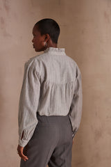 PURE LIGHT GREY EMBROIDERED BLOUSE
