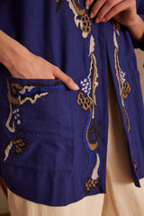 NOURIA ROYAL BLUE EMBROIDERED JACKET