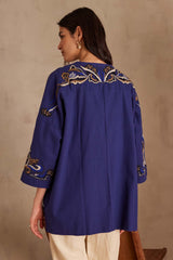 NOURIA ROYAL BLUE EMBROIDERED JACKET