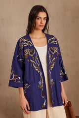 NOURIA ROYAL BLUE EMBROIDERED JACKET