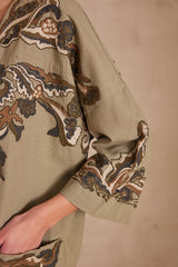 NOURIA LEAF GREEN EMBROIDERED JACKET