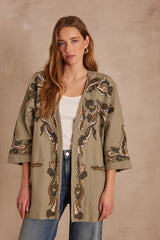 NOURIA LEAF GREEN EMBROIDERED JACKET