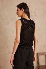 SHARON BLACK COTTON TANK TOP