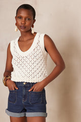 SHARON ECRU COTTON TANK TOP