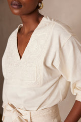 ADICIE CREAM COTTON T-SHIRT