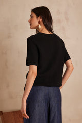 SALOME BLACK COTTON CARDIGAN