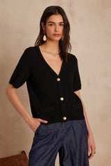 SALOME BLACK COTTON CARDIGAN