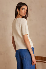 SALOME ECRU COTTON CARDIGAN