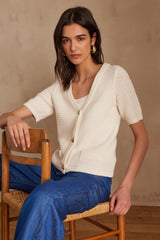 SALOME ECRU COTTON CARDIGAN