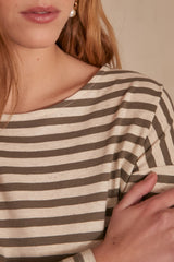 DAISY KHAKI STRIPED T-SHIRT