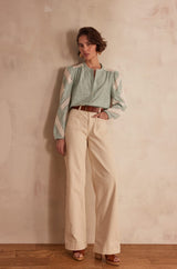 CATHEL MINT OPENWORK BLOUSE