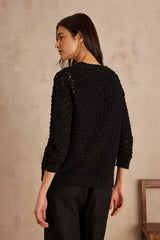 SHARON BLACK COTTON CARDIGAN
