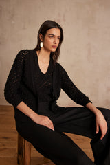 SHARON BLACK COTTON CARDIGAN