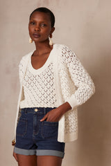 SHARON ECRU COTTON CARDIGAN