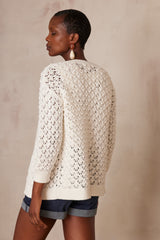 SHARON ECRU COTTON CARDIGAN