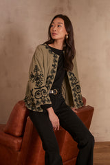 NATALYA LEAF GREEN EMBROIDERED JACKET