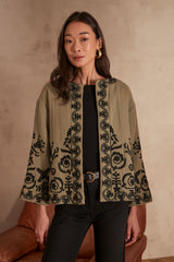 NATALYA LEAF GREEN EMBROIDERED JACKET