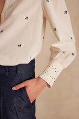 BAPTISTE EMBROIDERED COTTON BLOUSE