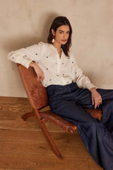 BAPTISTE EMBROIDERED COTTON BLOUSE