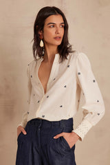 BAPTISTE EMBROIDERED COTTON BLOUSE