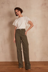 LUNA KAKI FLARED JEANS