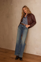 SANDY STONEWASH WIDE-LEG JEANS