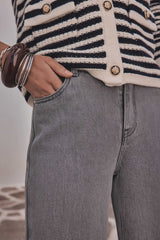SANDY BIS GREY WIDE-LEG JEANS
