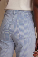 LUNA SKY BLUE STRIPED FLARED JEANS
