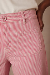 LEA PINK STRIPED CROPPED TROUSERS