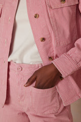 LEA PINK STRIPED CROPPED TROUSERS