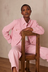 LEA PINK STRIPED CROPPED TROUSERS