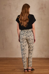 FERDINAND BLACK PRINTED CIGARETTE TROUSERS