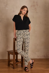 FERDINAND BLACK PRINTED CIGARETTE TROUSERS
