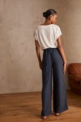 BRADLEY CHARCOAL LINEN TROUSERS