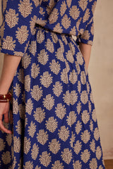 BRUNE ROYAL BLUE PRINTED COTTON SKIRT