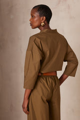 PARTIE OLIVE COTTON SHIRT