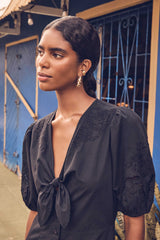 LAURENE BLACK LONG COTTON DRESS