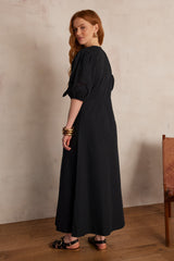 LAURENE BLACK LONG COTTON DRESS