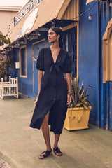 LAURENE BLACK LONG COTTON DRESS