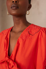 LAURENE GERANIUM LONG COTTON DRESS