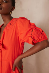 LAURENE GERANIUM LONG COTTON DRESS